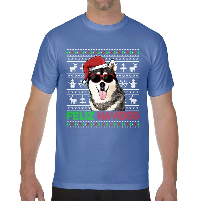 Siberian Husky Dog Feliz Navidog Funny Christmas Gift Comfort Colors T-Shirt