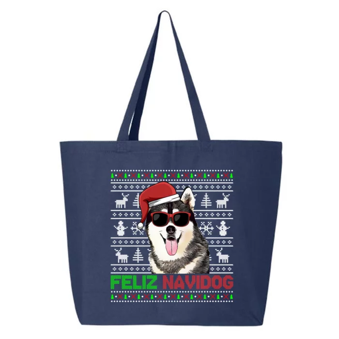 Siberian Husky Dog Feliz Navidog Funny Christmas Gift 25L Jumbo Tote