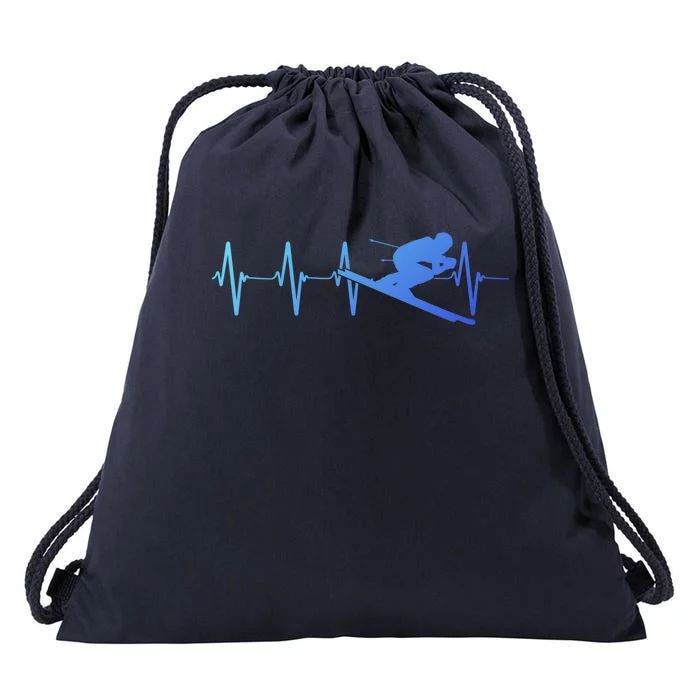 Ski Heartbeat Downhill Skiing Skier Gift For A Ski Bum Gift Drawstring Bag