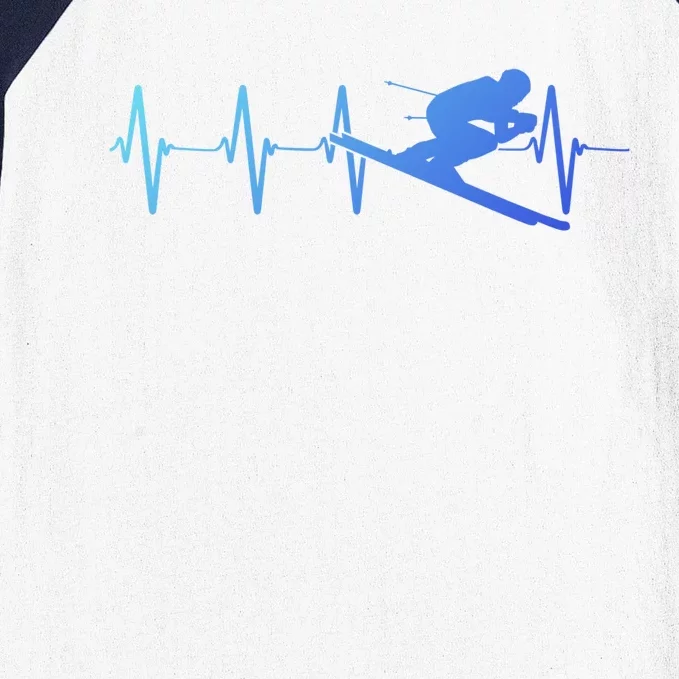 Ski Heartbeat Downhill Skiing Skier Gift For A Ski Bum Gift Baseball Sleeve Shirt