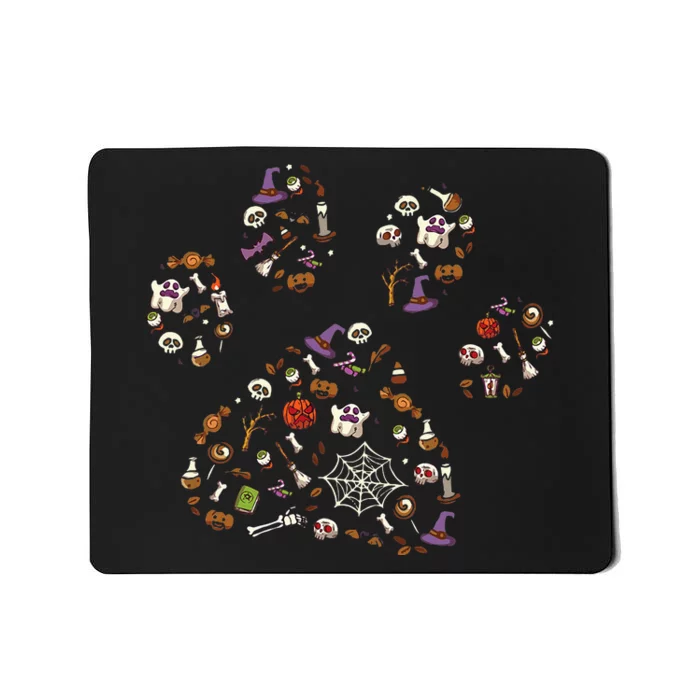 Spooky Halloween Dog Accessories Paw Print Candy Pumpkin Ghost Mousepad