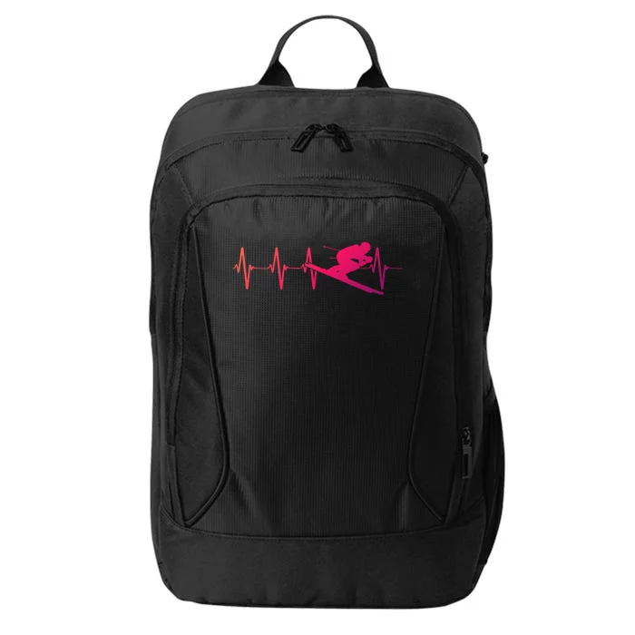 Ski Heartbeat Downhill Skiing Skier Gift For A Ski Bum Gift City Backpack