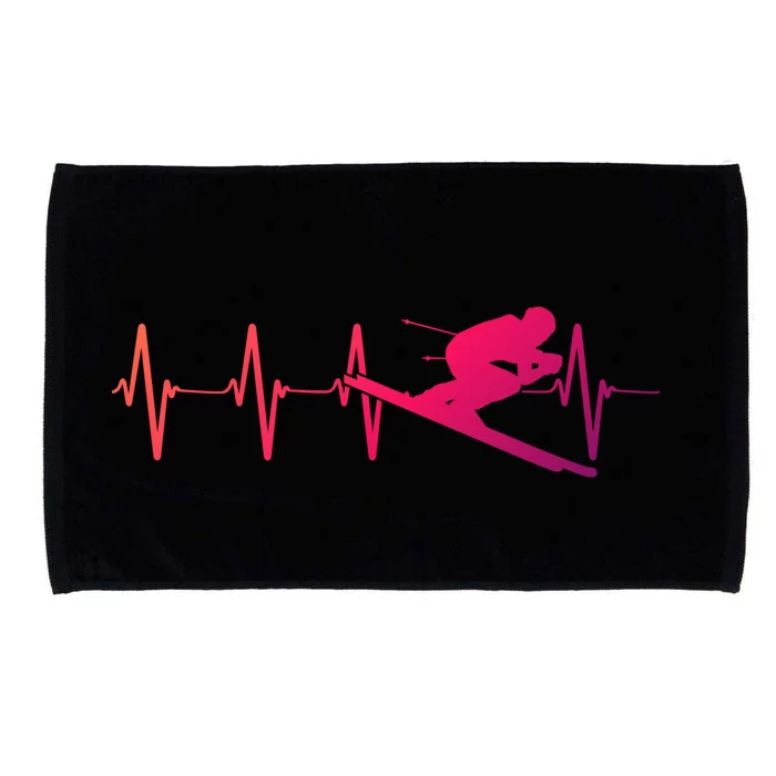 Ski Heartbeat Downhill Skiing Skier Gift For A Ski Bum Gift Microfiber Hand Towel