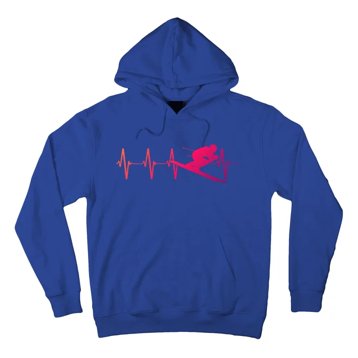 Ski Heartbeat Downhill Skiing Skier Gift For A Ski Bum Gift Hoodie