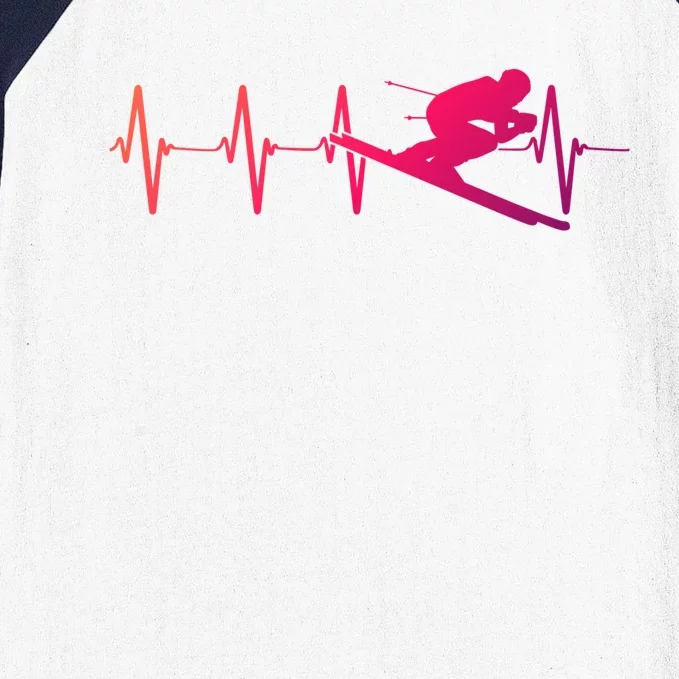 Ski Heartbeat Downhill Skiing Skier Gift For A Ski Bum Gift Baseball Sleeve Shirt