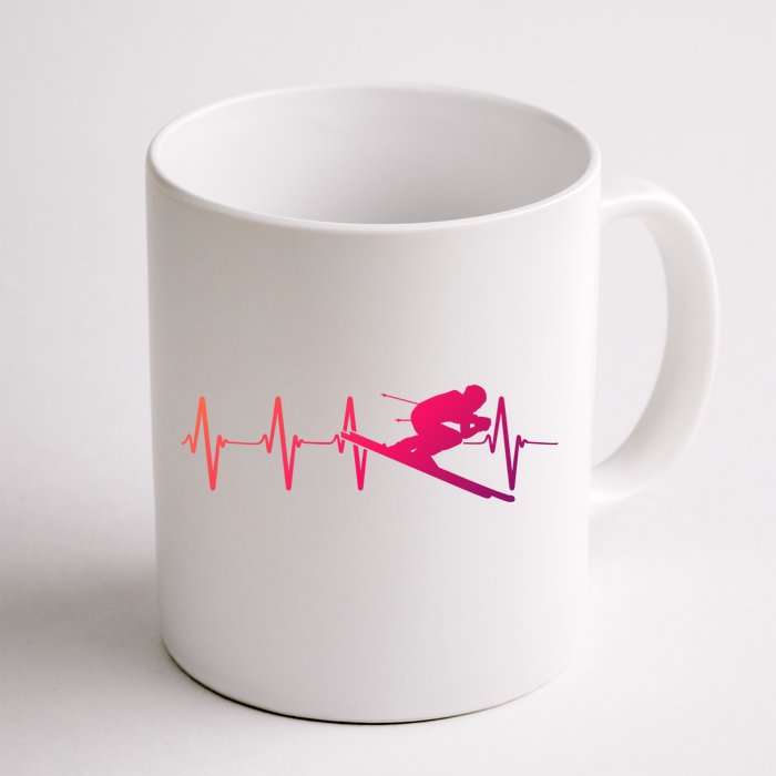 Ski Heartbeat Downhill Skiing Skier Gift For A Ski Bum Gift Front & Back Coffee Mug