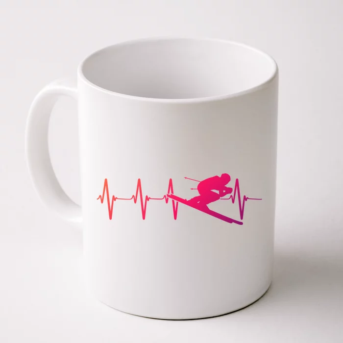 Ski Heartbeat Downhill Skiing Skier Gift For A Ski Bum Gift Front & Back Coffee Mug