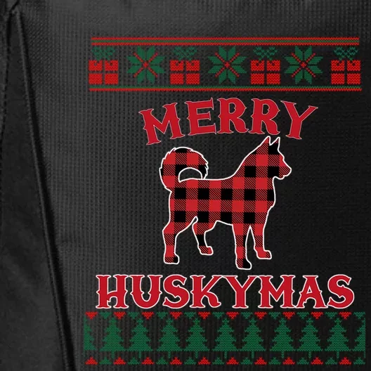 Siberian Husky Dog Lovers Funny Husky Ugly Christmas Sweater Gift City Backpack