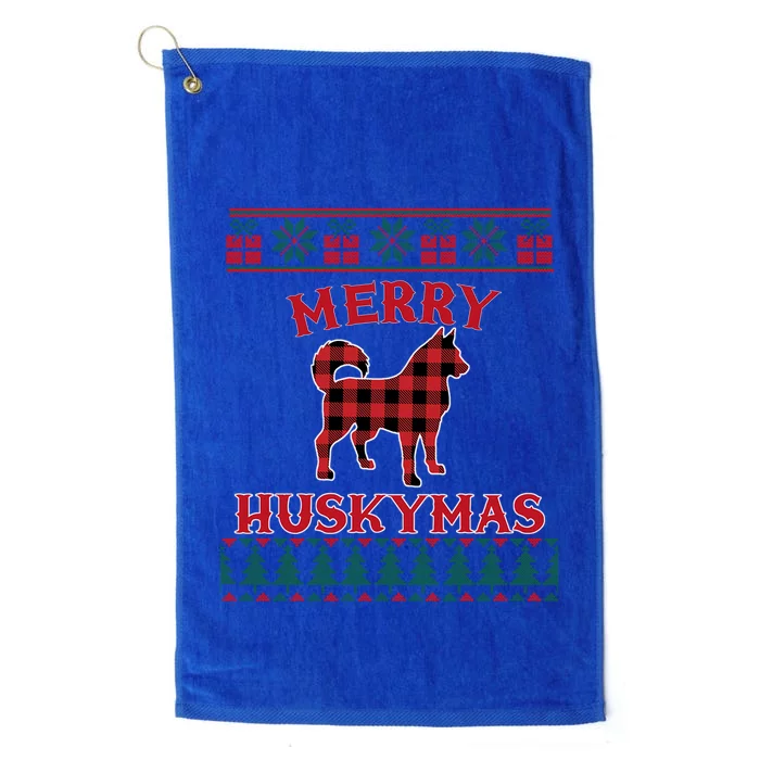 Siberian Husky Dog Lovers Funny Husky Ugly Christmas Sweater Gift Platinum Collection Golf Towel