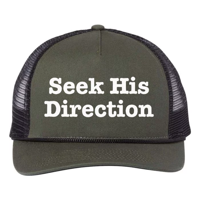 Seek His Direction Motivational Saying Inspirational Retro Rope Trucker Hat Cap