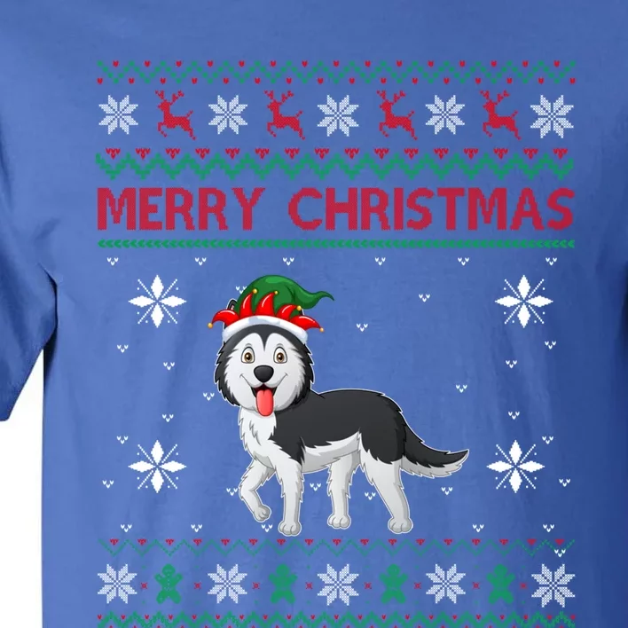 Siberian Husky Dog Lover Girls Boys Ugly Xmas Sweater Gift Tall T-Shirt