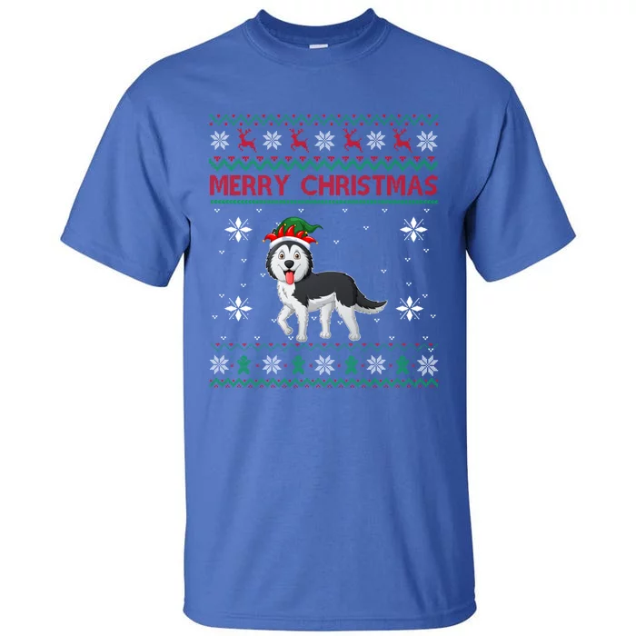 Siberian Husky Dog Lover Girls Boys Ugly Xmas Sweater Gift Tall T-Shirt