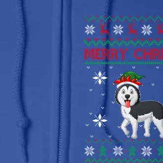 Siberian Husky Dog Lover Girls Boys Ugly Xmas Sweater Gift Full Zip Hoodie