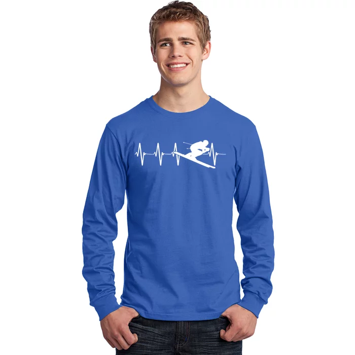 Ski Heartbeat Downhill Skiing Skier Gift Ski Bum Gift Long Sleeve Shirt