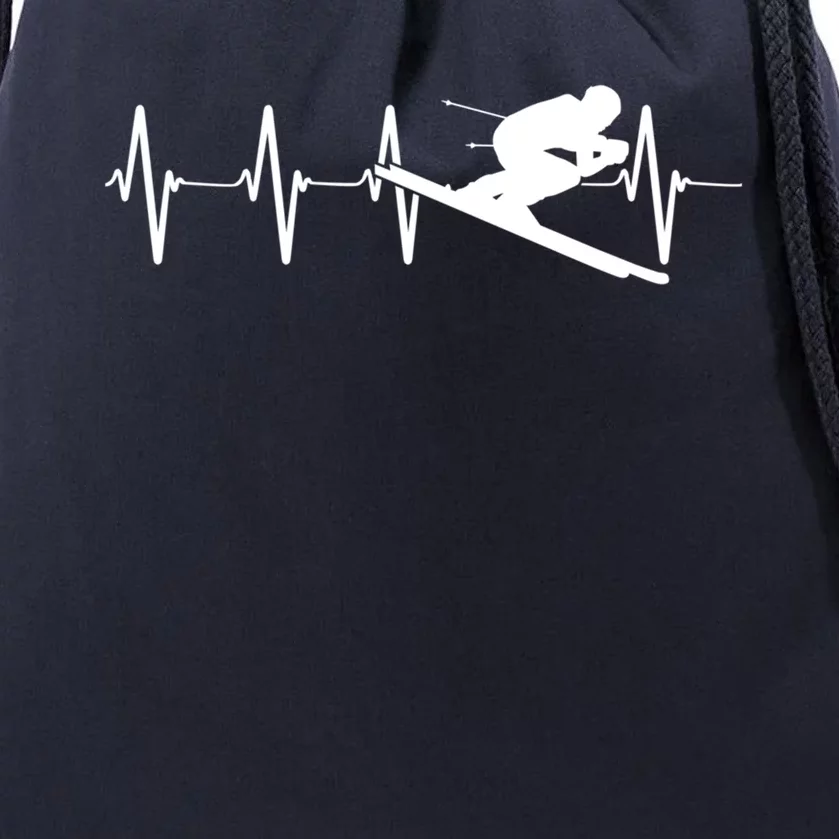 Ski Heartbeat Downhill Skiing Skier Gift Ski Bum Gift Drawstring Bag