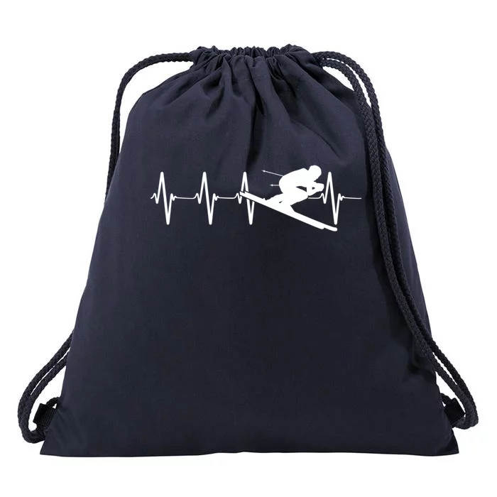 Ski Heartbeat Downhill Skiing Skier Gift Ski Bum Gift Drawstring Bag