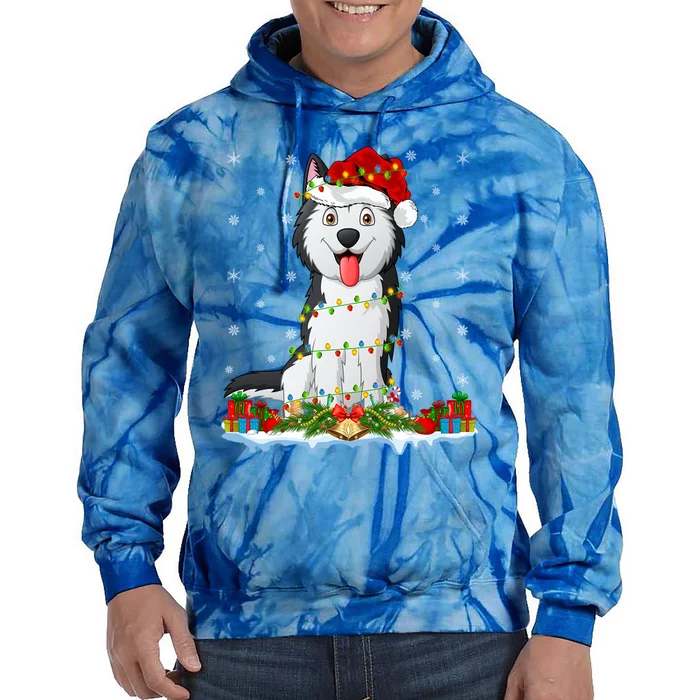 Siberian Husky Dog Xmas Lighting Siberian Husky Christmas Gift Tie Dye Hoodie