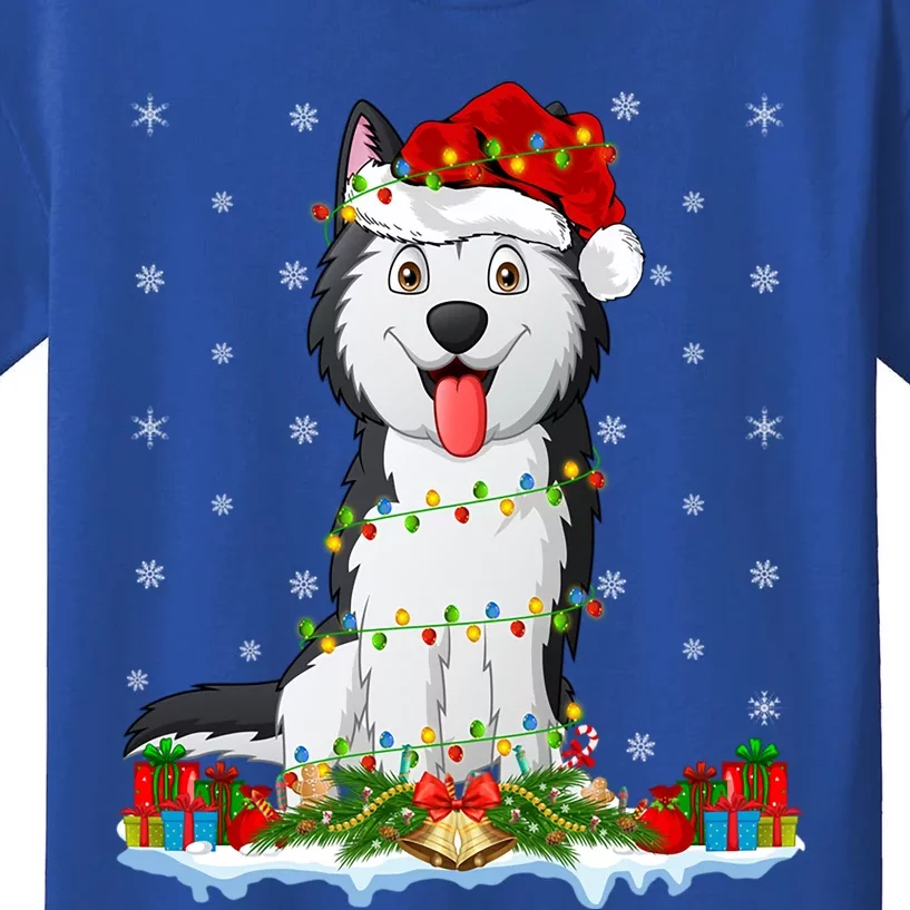 Siberian Husky Dog Xmas Lighting Siberian Husky Christmas Gift Kids T-Shirt