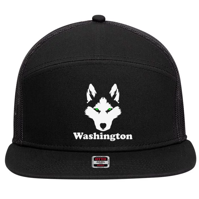 Siberian Huskies Dog Owner State Washington Husky 7 Panel Mesh Trucker Snapback Hat