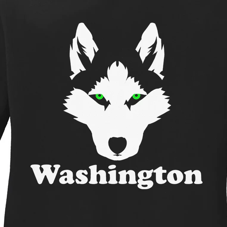 Siberian Huskies Dog Owner State Washington Husky Ladies Long Sleeve Shirt