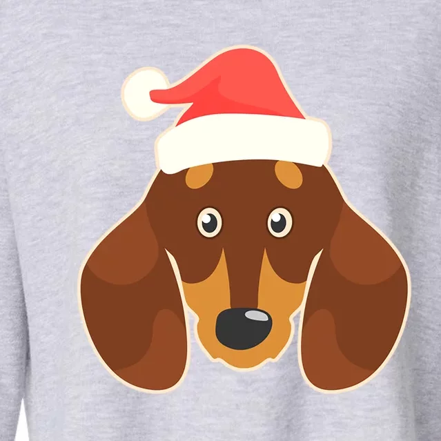 Santa Hat Design Dachshund Christmas Great Gift Cropped Pullover Crew