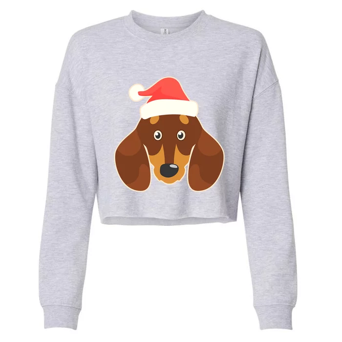 Santa Hat Design Dachshund Christmas Great Gift Cropped Pullover Crew