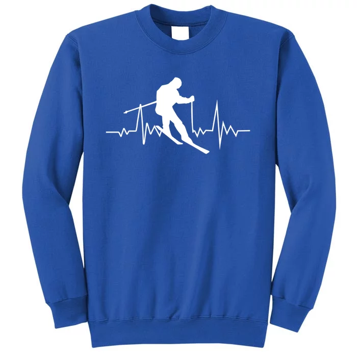 Skiing Heartbeat Downhill Ski Jumping Skiing Winter Sport Meaningful Gift Tall Sweatshirt