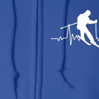 Skiing Heartbeat Downhill Ski Jumping Skiing Winter Sport Meaningful Gift Full Zip Hoodie