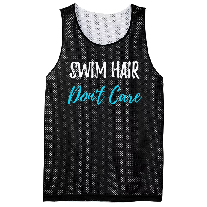 Swim Hair Don't Care Funny Swimming Summer Gift Mesh Reversible Basketball Jersey Tank