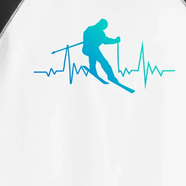 Skiing Heartbeat Downhill Ski Jumping Skiing Winter Sport Funny Gift Toddler Fine Jersey T-Shirt