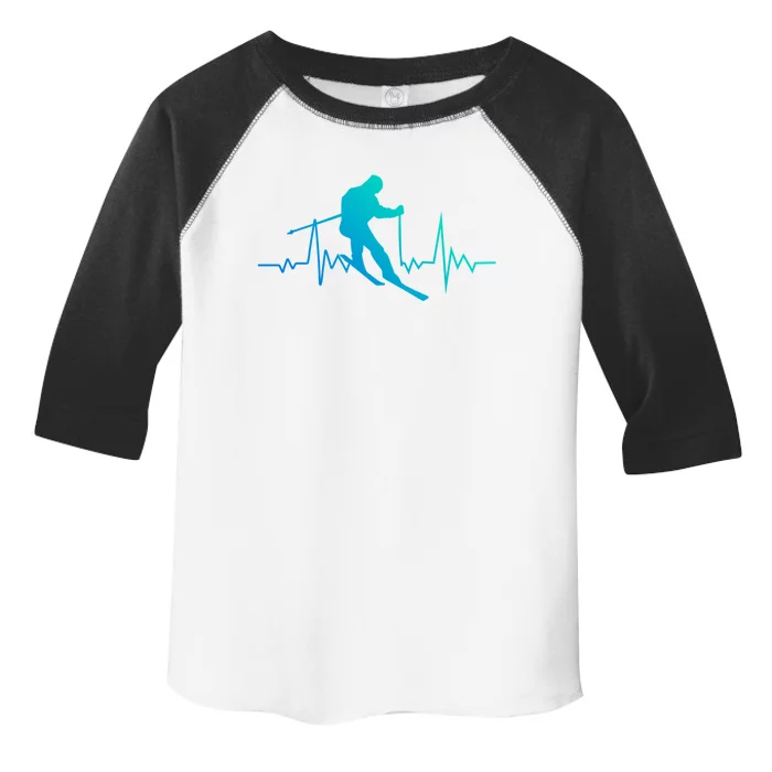 Skiing Heartbeat Downhill Ski Jumping Skiing Winter Sport Funny Gift Toddler Fine Jersey T-Shirt