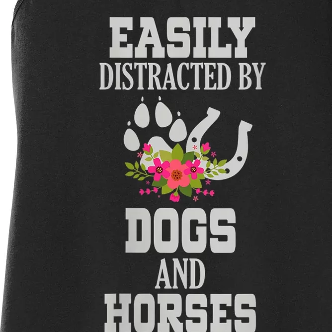 S Horse Dog Easily Distracted By Dogs And Horses Vneck Women's Racerback Tank