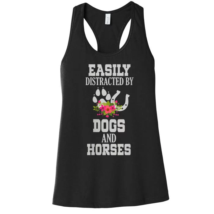 S Horse Dog Easily Distracted By Dogs And Horses Vneck Women's Racerback Tank