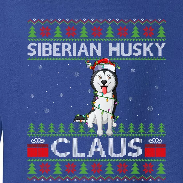 Siberian Husky Dog Xmas Lights Ugly Siberian Husky Christmas Gift Toddler Sweatshirt