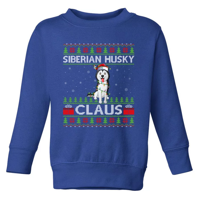 Siberian Husky Dog Xmas Lights Ugly Siberian Husky Christmas Gift Toddler Sweatshirt