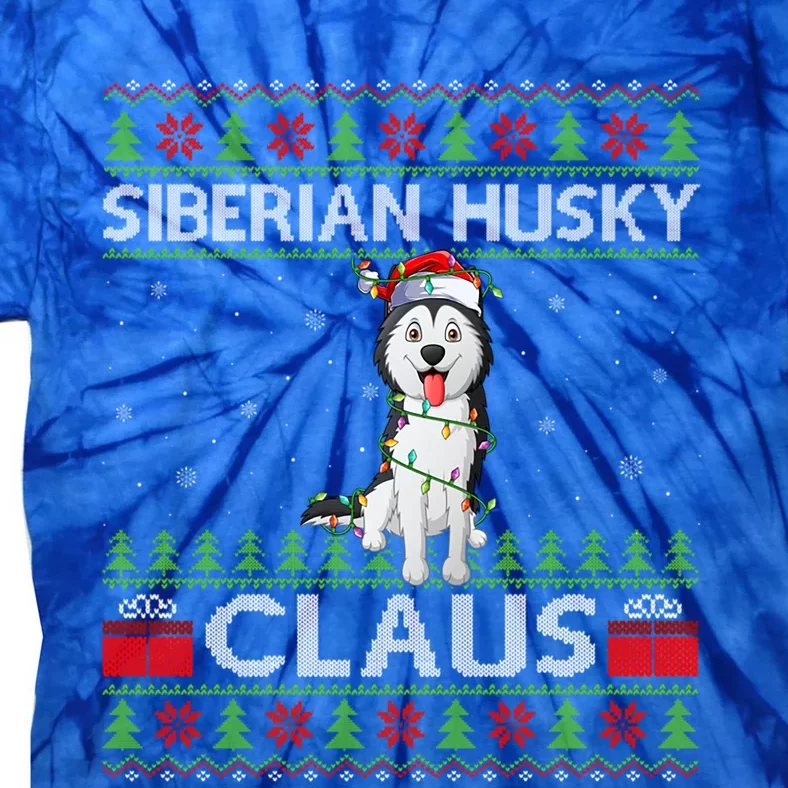 Siberian Husky Dog Xmas Lights Ugly Siberian Husky Christmas Gift Tie-Dye T-Shirt