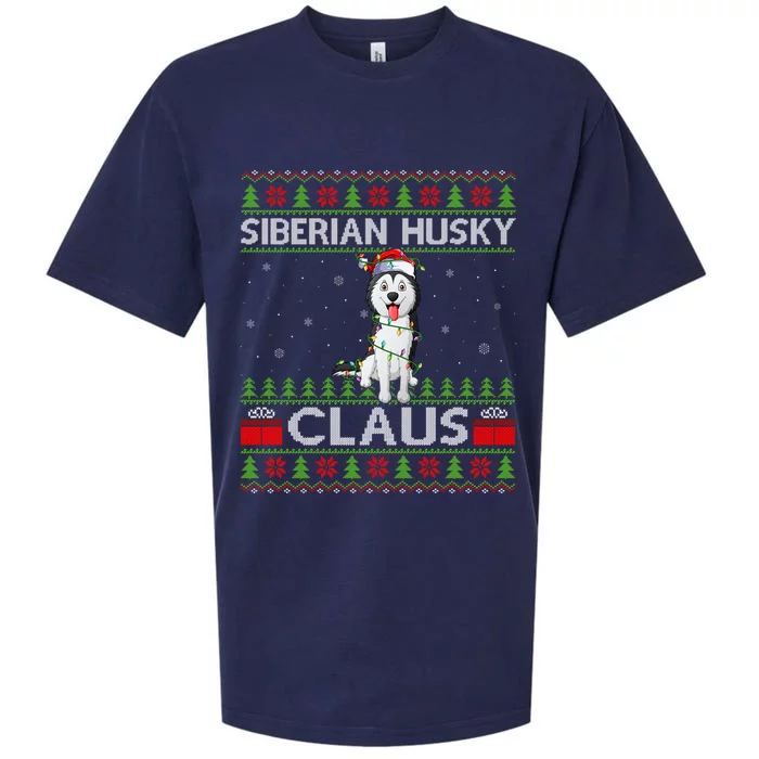 Siberian Husky Dog Xmas Lights Ugly Siberian Husky Christmas Gift Sueded Cloud Jersey T-Shirt