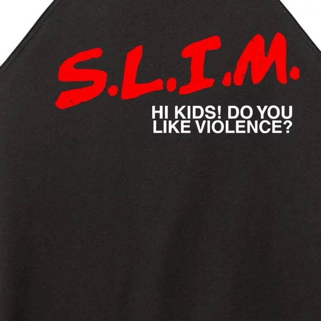 Slim Hi Do You Like Violence Women’s Perfect Tri Rocker Tank