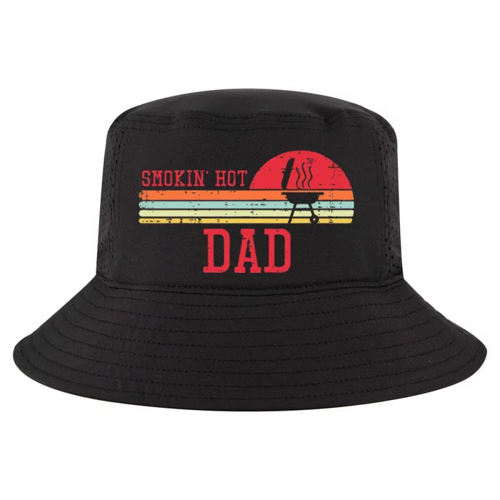 Smokin Hot Dad Chest Sunset Retro Grill Bbq Daddy Papa Cool Comfort Performance Bucket Hat