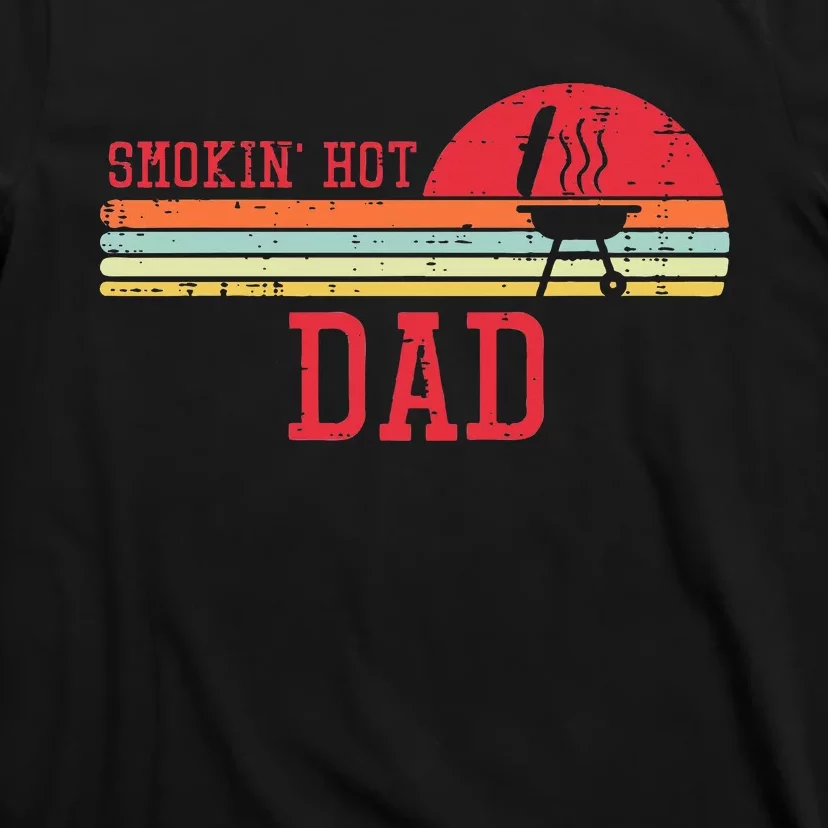 Smokin Hot Dad Chest Sunset Retro Grill Bbq Daddy Papa T-Shirt