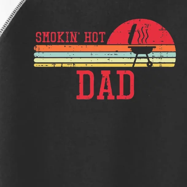 Smokin Hot Dad Chest Sunset Retro Grill Bbq Daddy Papa Toddler Fine Jersey T-Shirt