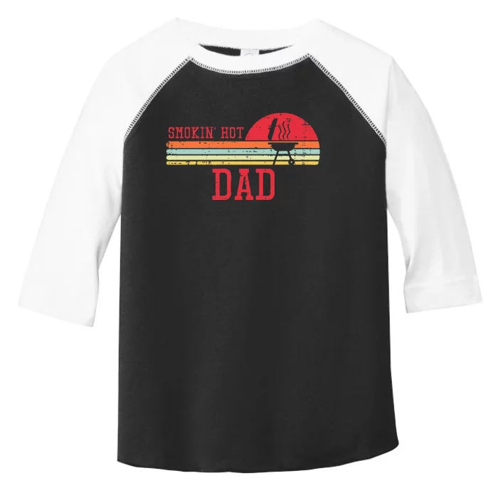 Smokin Hot Dad Chest Sunset Retro Grill Bbq Daddy Papa Toddler Fine Jersey T-Shirt