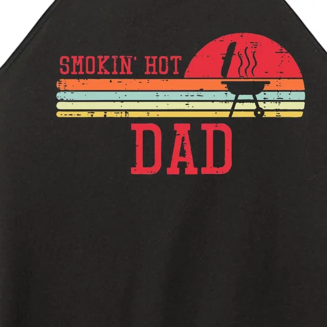 Smokin Hot Dad Chest Sunset Retro Grill Bbq Daddy Papa Women’s Perfect Tri Rocker Tank