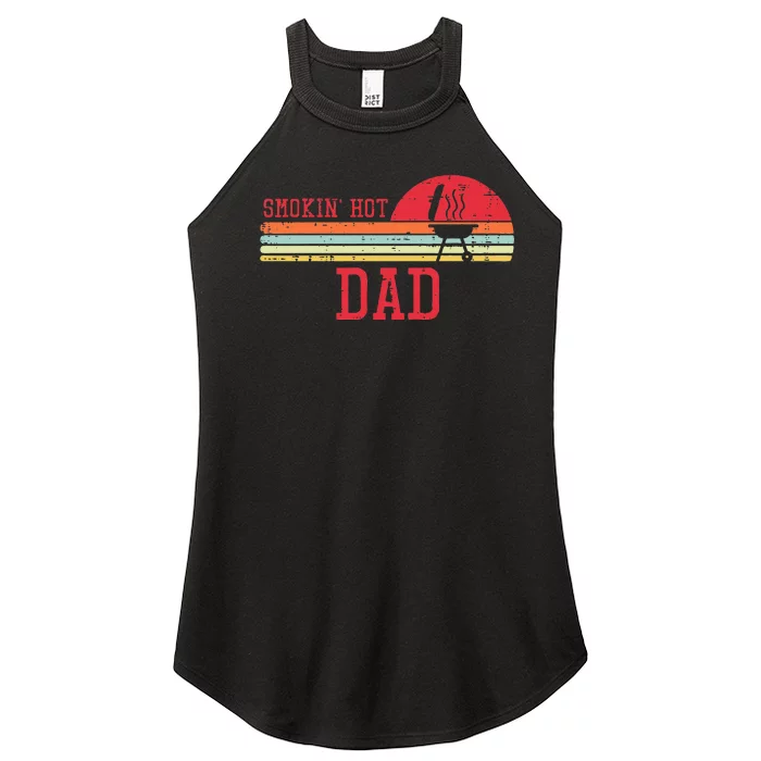 Smokin Hot Dad Chest Sunset Retro Grill Bbq Daddy Papa Women’s Perfect Tri Rocker Tank