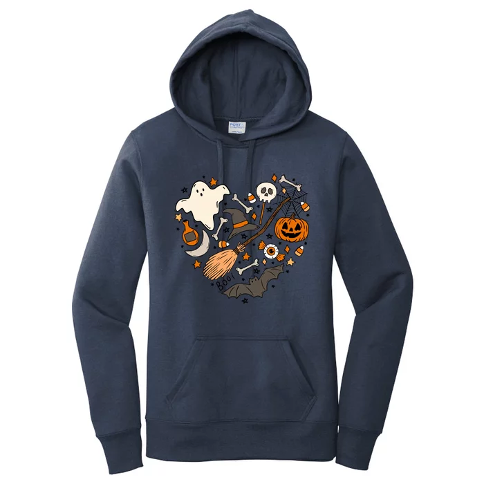 Spooky Halloween Doodle Cute Love Candy Corn Skull Sublimation Gift Women's Pullover Hoodie