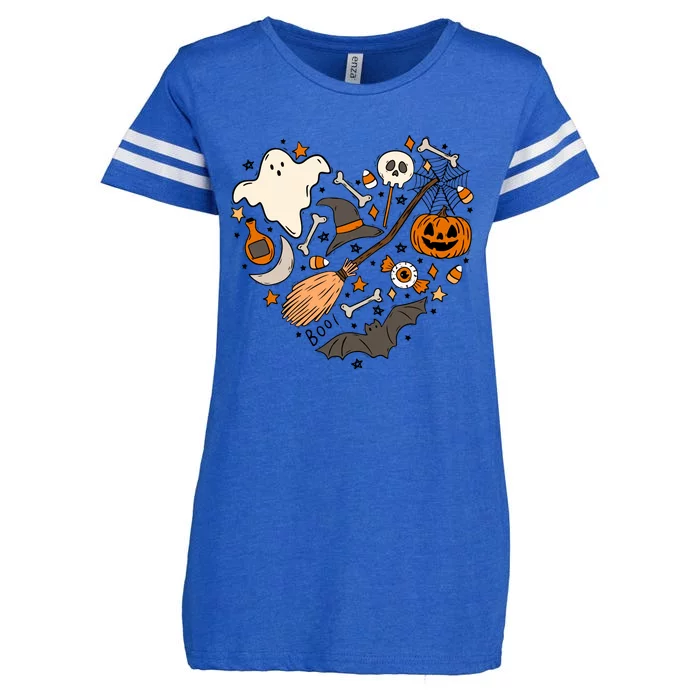 Spooky Halloween Doodle Cute Love Candy Corn Skull Sublimation Gift Enza Ladies Jersey Football T-Shirt