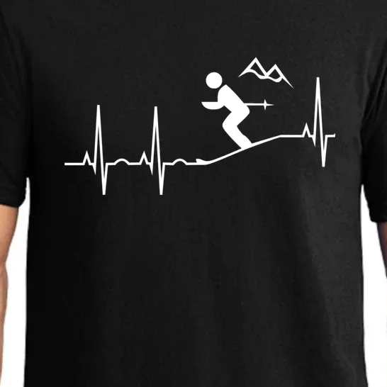 Ski Heartbeat Downhill Skiing Skier Gift For Skier Pajama Set