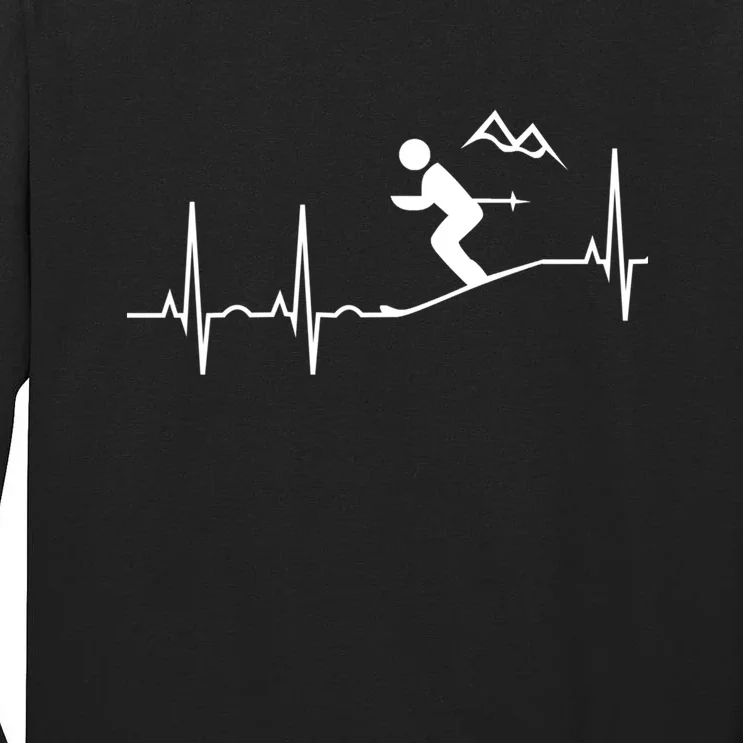 Ski Heartbeat Downhill Skiing Skier Gift For Skier Tall Long Sleeve T-Shirt