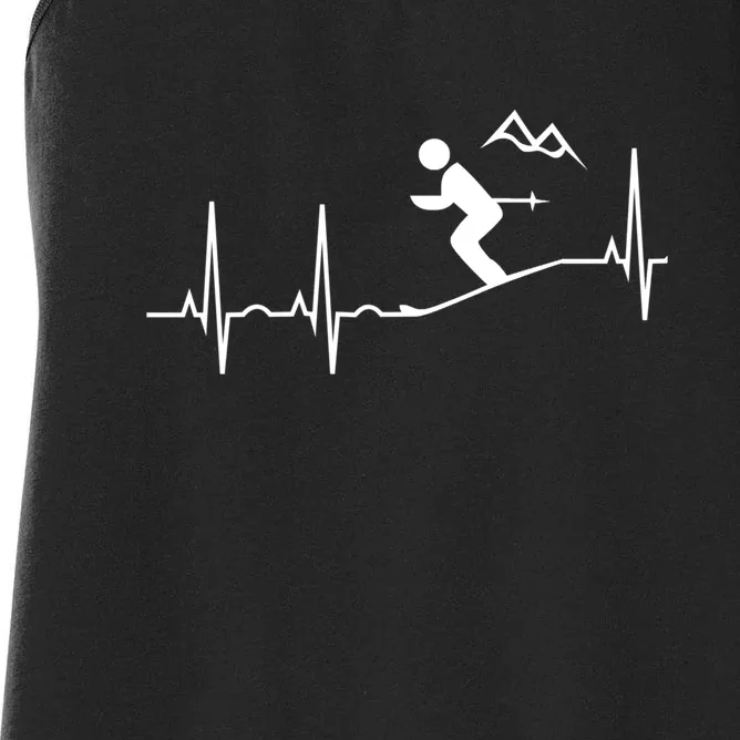 Ski Heartbeat Downhill Skiing Skier Gift For Skier Women's Racerback Tank