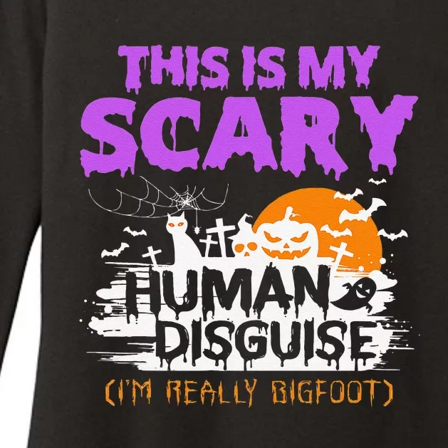 Scary Human Disguise Im Really Bigfoot Halloween Party Womens CVC Long Sleeve Shirt